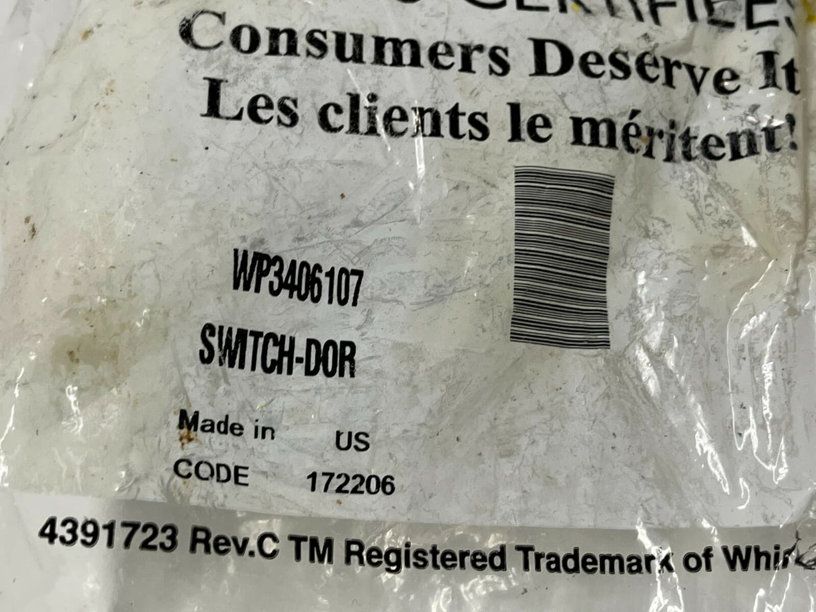 NEW Genuine OEM Whirlpool Dryer Door Switch WP3406107 — thumbnail 3