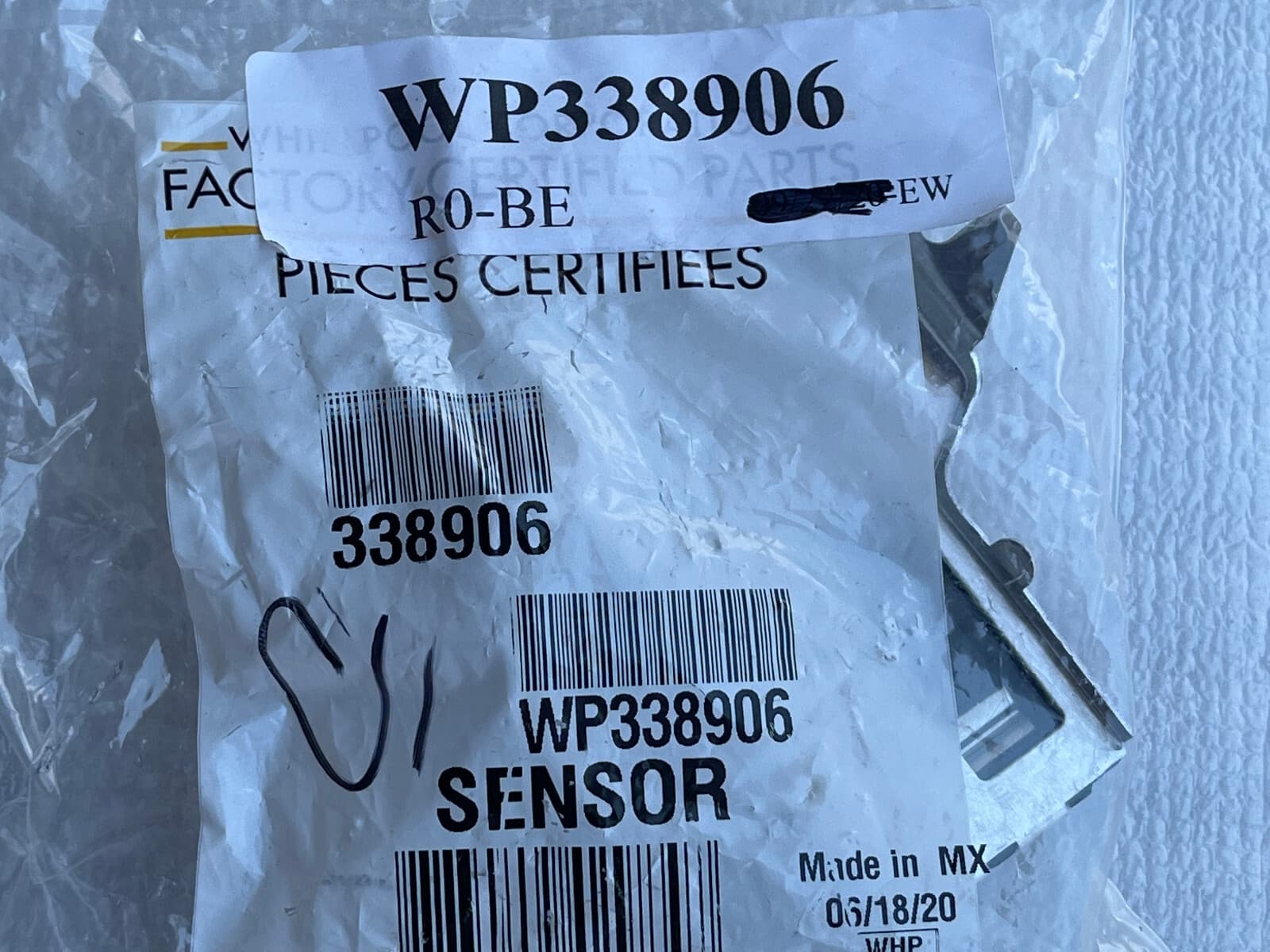New Genuine Whirlpool Dryer Radiant Sensor WP338906 — thumbnail 2