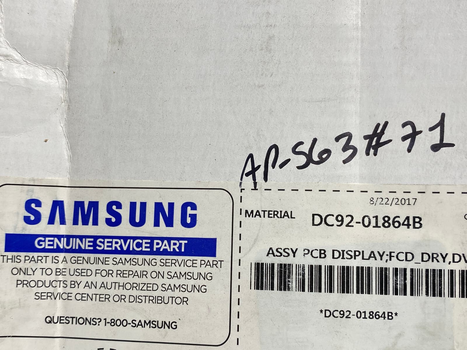 New Genuine OEM Samsung Dryer Display Pcb Assembly DC92-01864B — thumbnail 4