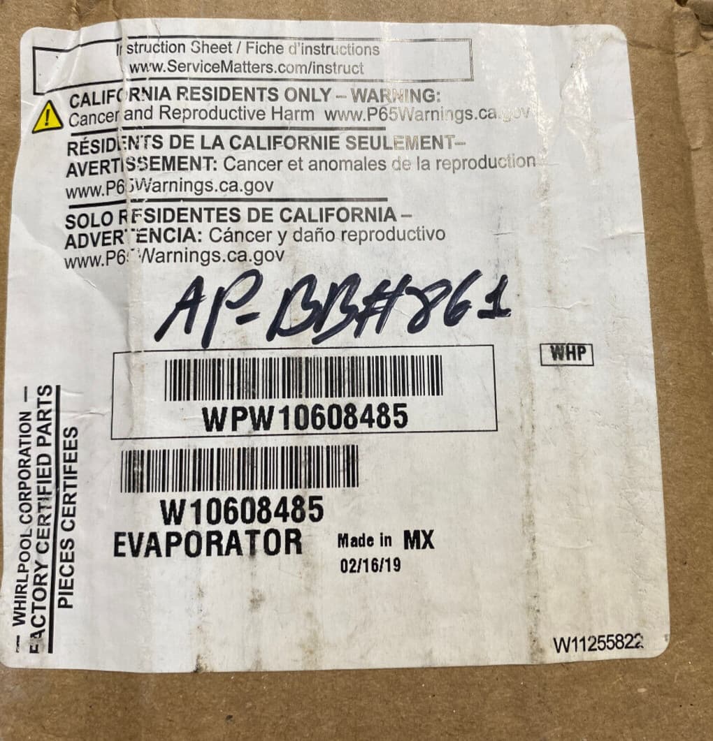 W10608485 WPW10608485 New Genuine Whirlpool Refrigerator Evaporator — thumbnail 4