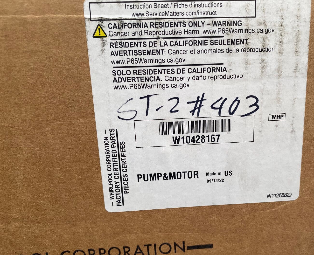 New Genuine OEM Whirlpool Dishwasher Pump and Motor Assembly Kit W10428167 — thumbnail 6