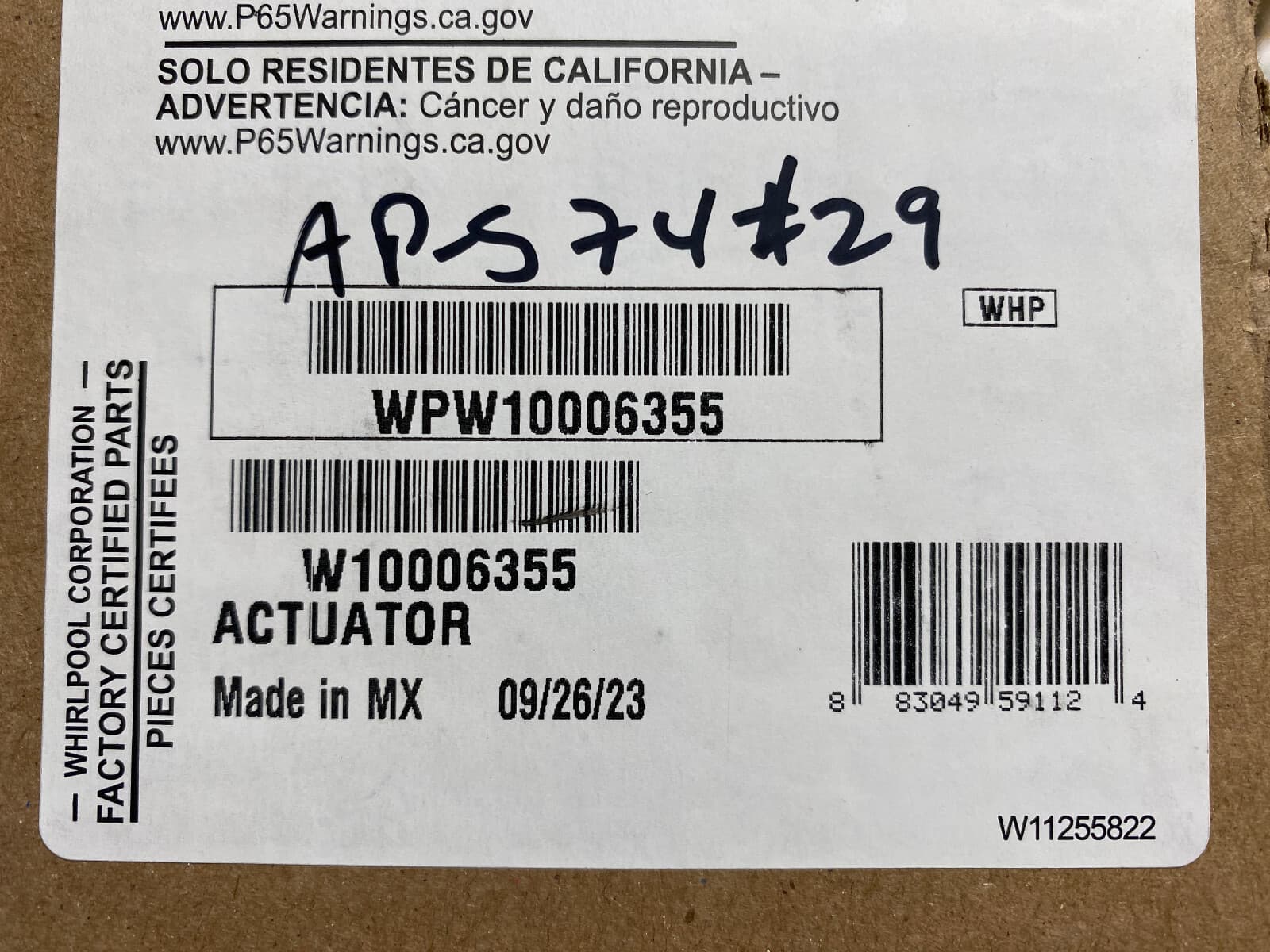 W10006355 WPW10006355 OEM  Whirlpool Washer Actuator NEW Genuine — thumbnail 17