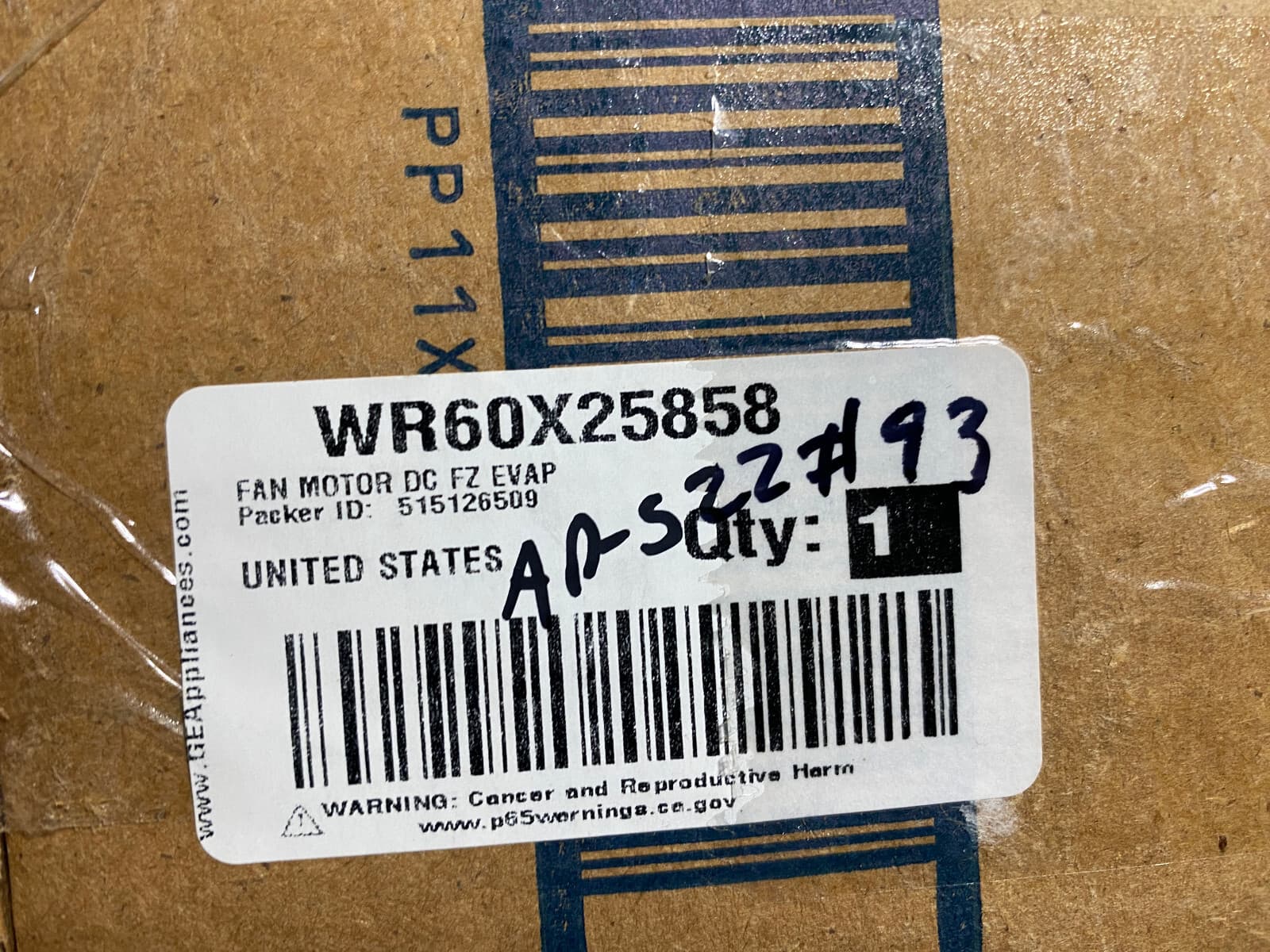 New Genuine OEM GE Refrigerator Evaporator Fan Motor WR60X25858 — thumbnail 4