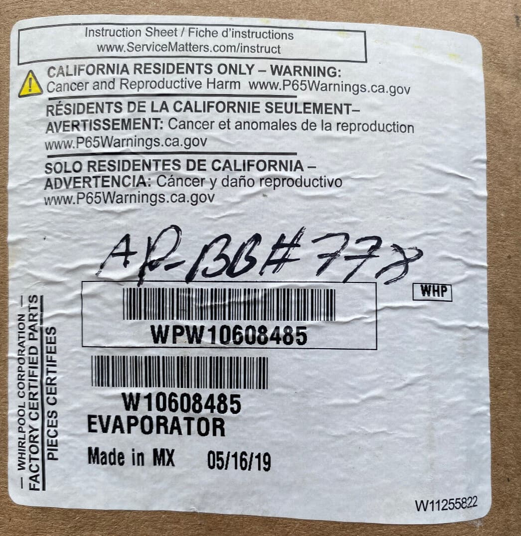 W10608485 WPW10608485 New Genuine Whirlpool Refrigerator Evaporator — thumbnail 2