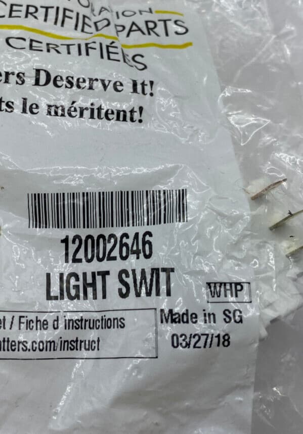 New Genuine Whirlpool Light Fan Switch 12002646 — thumbnail 4