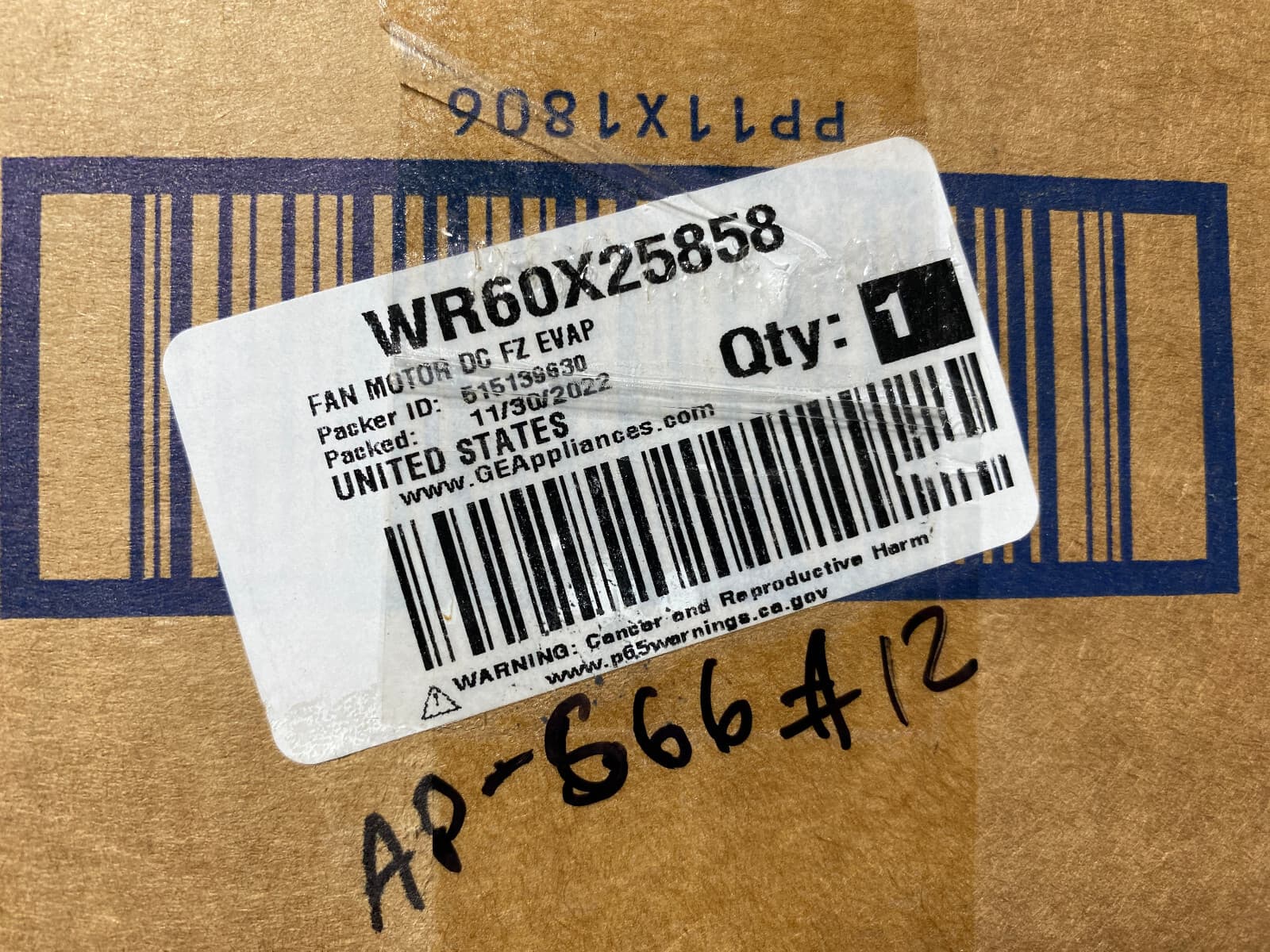 New Genuine OEM GE Refrigerator Evaporator Fan Motor WR60X25858 — thumbnail 3