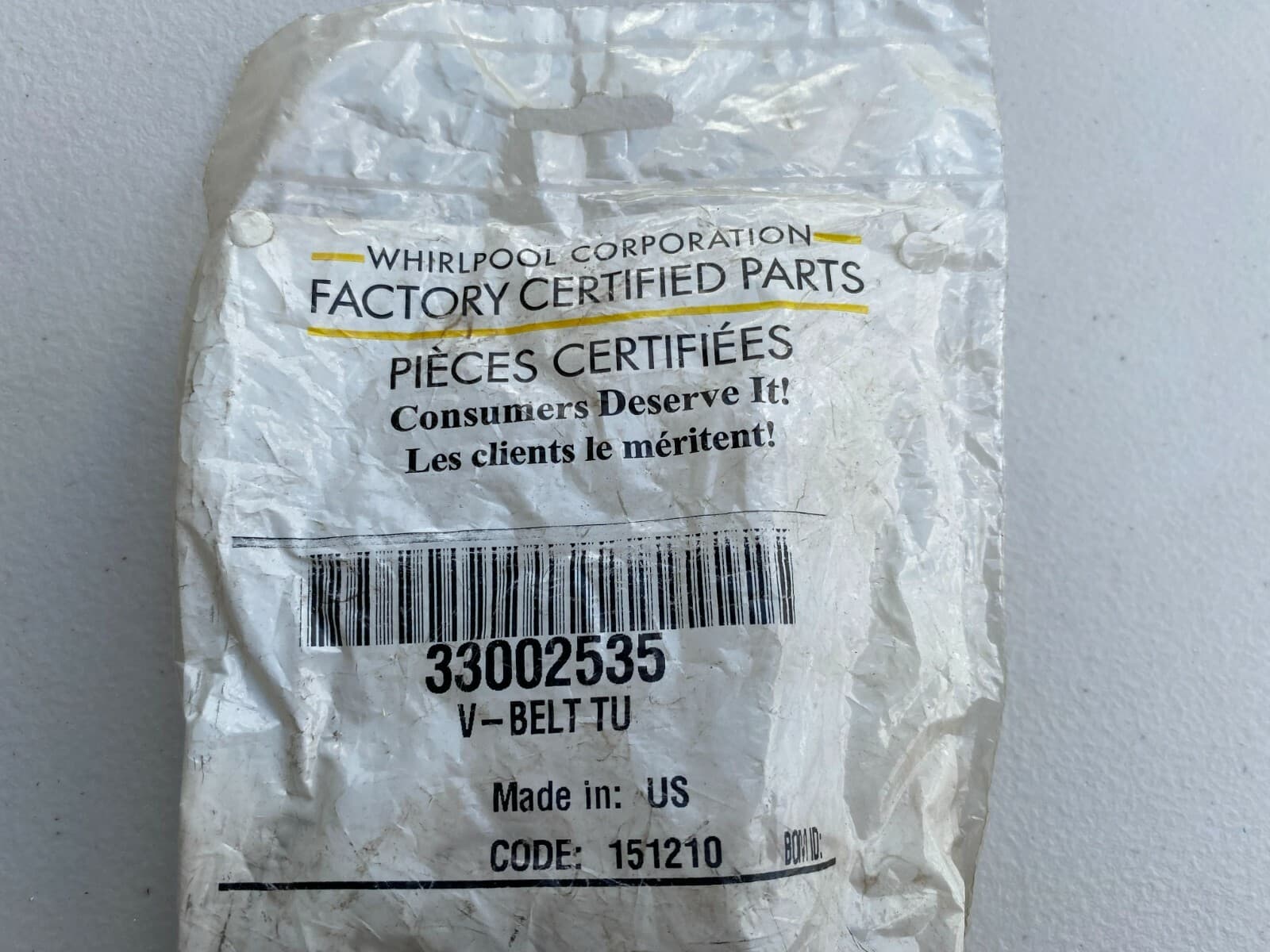 Genuine OEM Whirlpool Dryer Drum Belt 33002535 — thumbnail 3