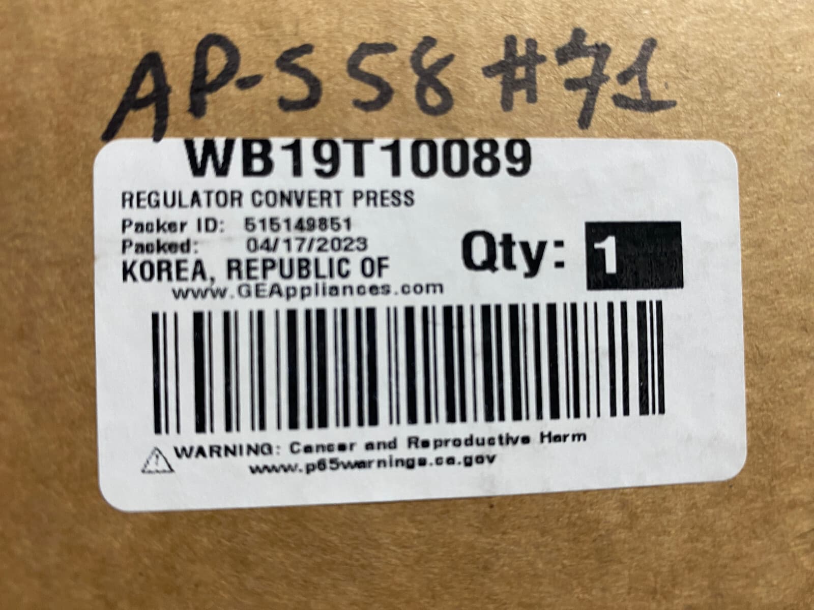 New Genuine OEM GE Regulator Convert Press WB19T10089 — thumbnail 4