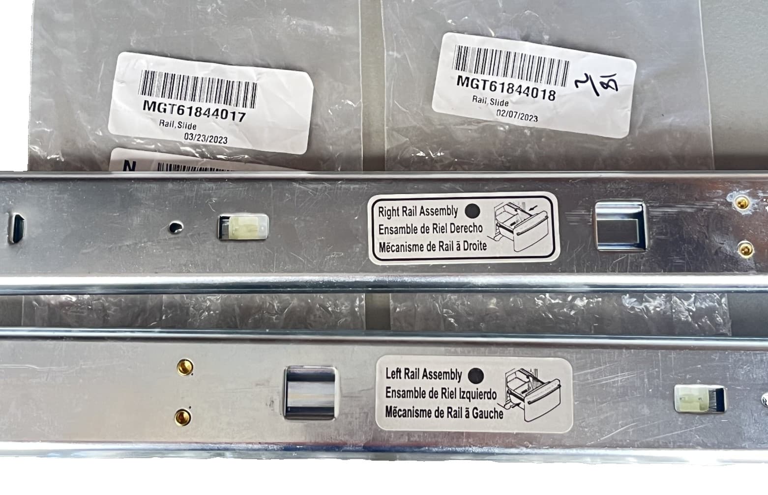 MGT61844017 MGT61844018 OEM LG Refrigerator Rail Slide Left & Right New Genuine — thumbnail 2