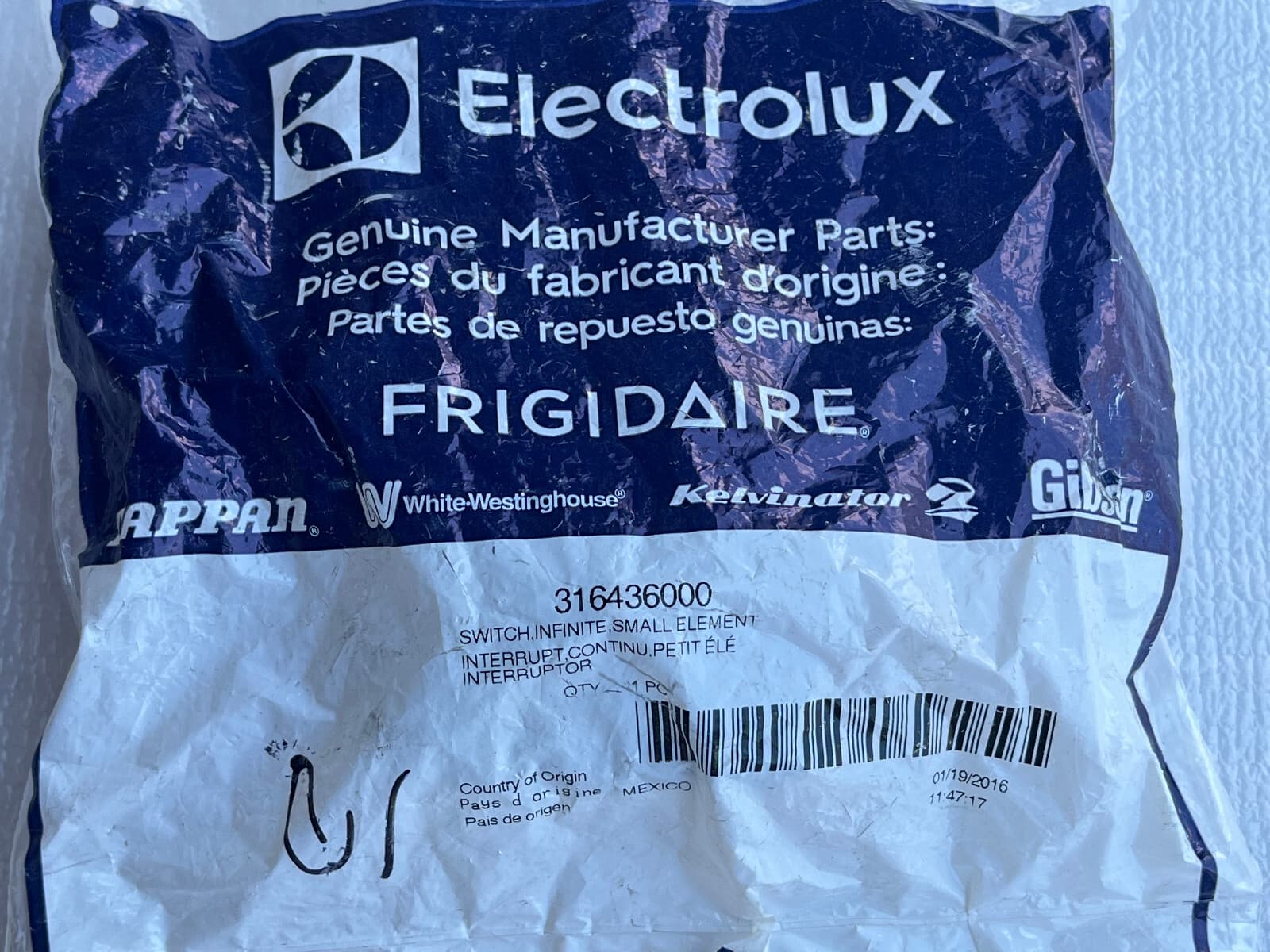 316436000 OEM Frigidaire Range Small Surface Element Switch New Genuine — thumbnail 7