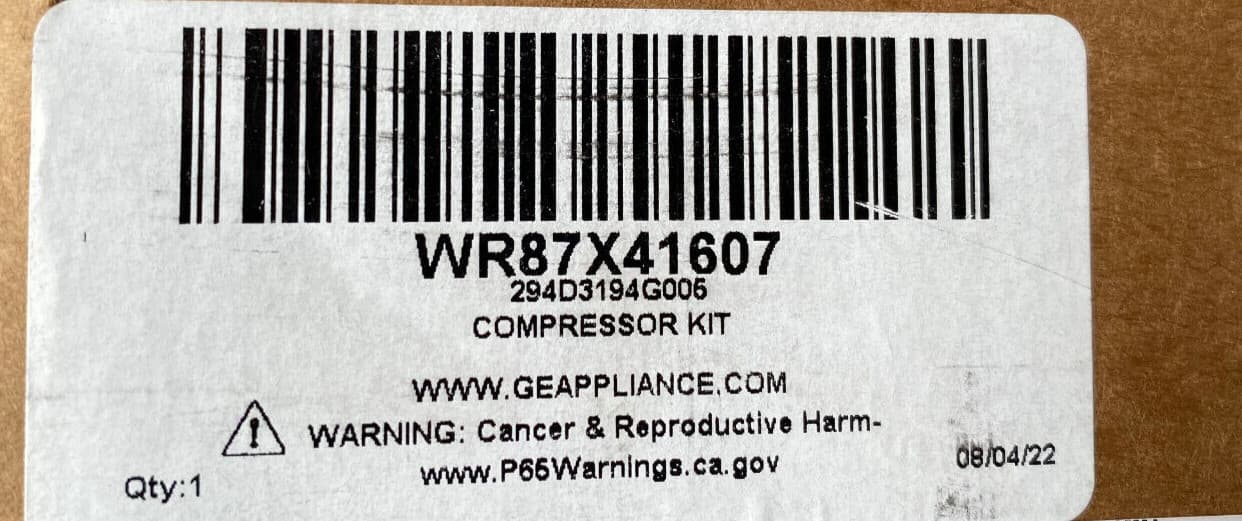 WR87X41607  OEM GE Refrigerator  Compressor Meizhi Kit  EZ80H1Y-U New Genuine — thumbnail 12