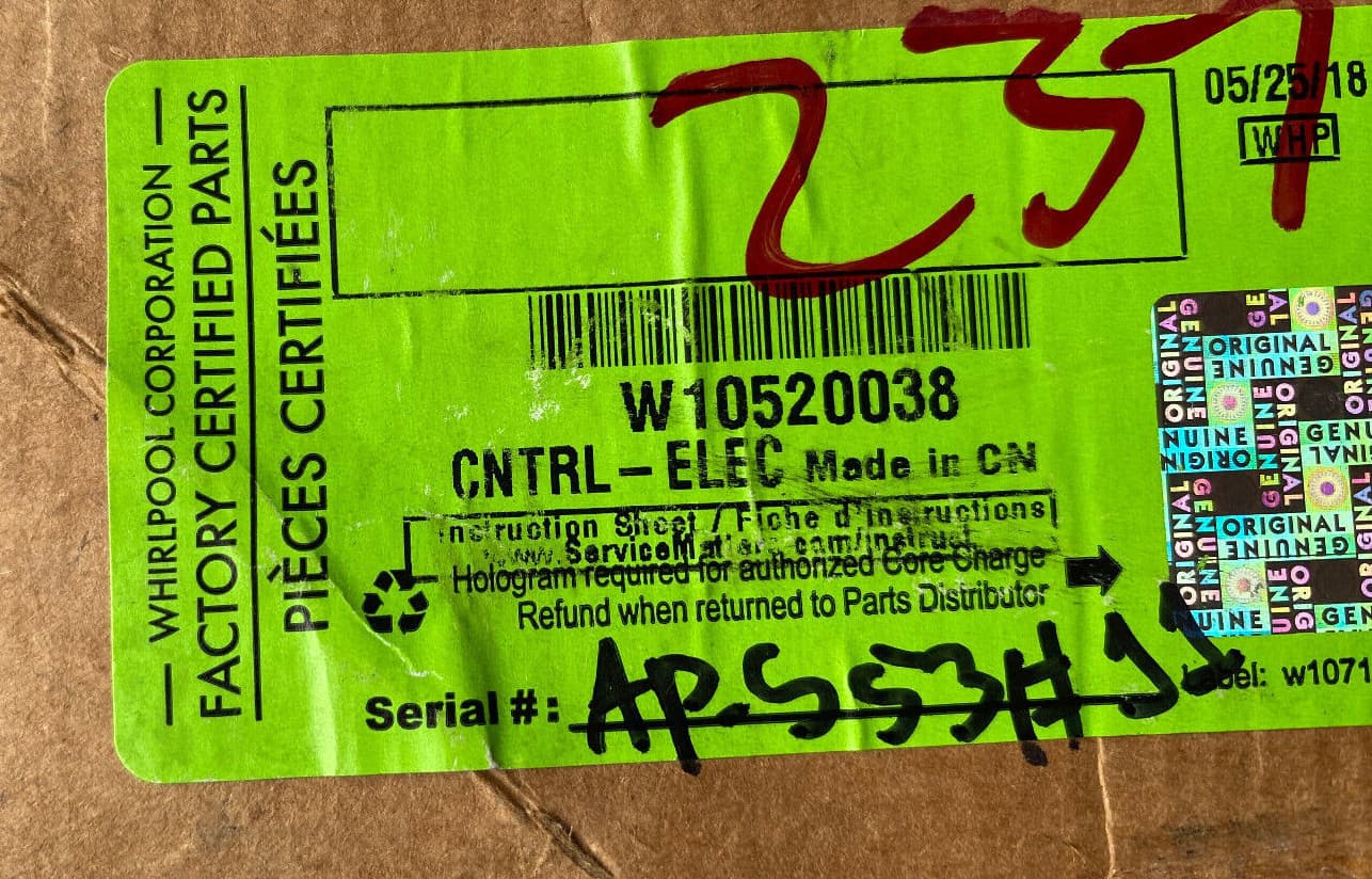 New Genuine OEM Whirlpool Electronic Control Board MVWC360AW0 W10520038 — thumbnail 5