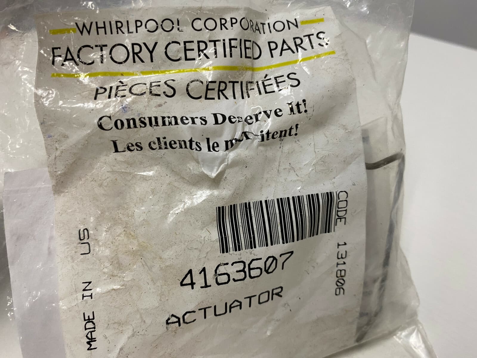 Genuine OEM Whirlpool Dishwasher Actuator 4163607 — thumbnail 5