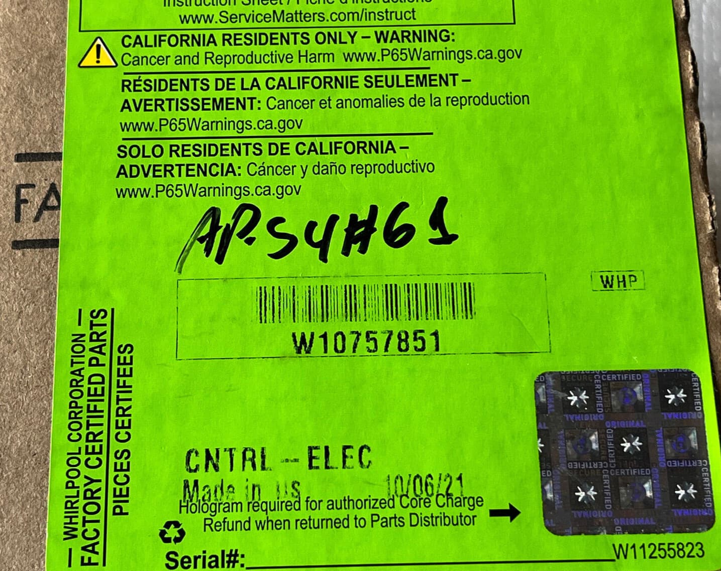 New Genuine  Whirlpool Refrigerator Ice Level Power Control Board Kit W10757851 — thumbnail 4