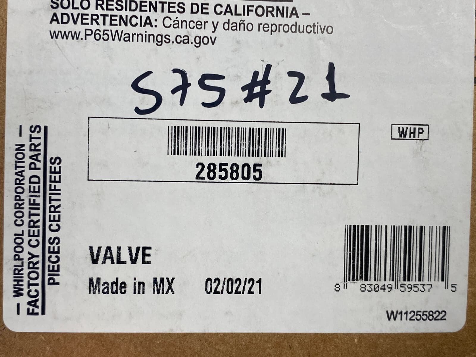 New Genuine  OEM Whirlpool Washer Water Inlet Valve 285805 — thumbnail 22