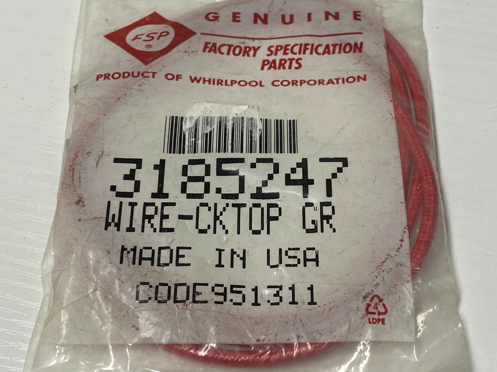 Genuine OEM Whirlpool  Gas Cooktop Top Wire 3185247 — thumbnail 3