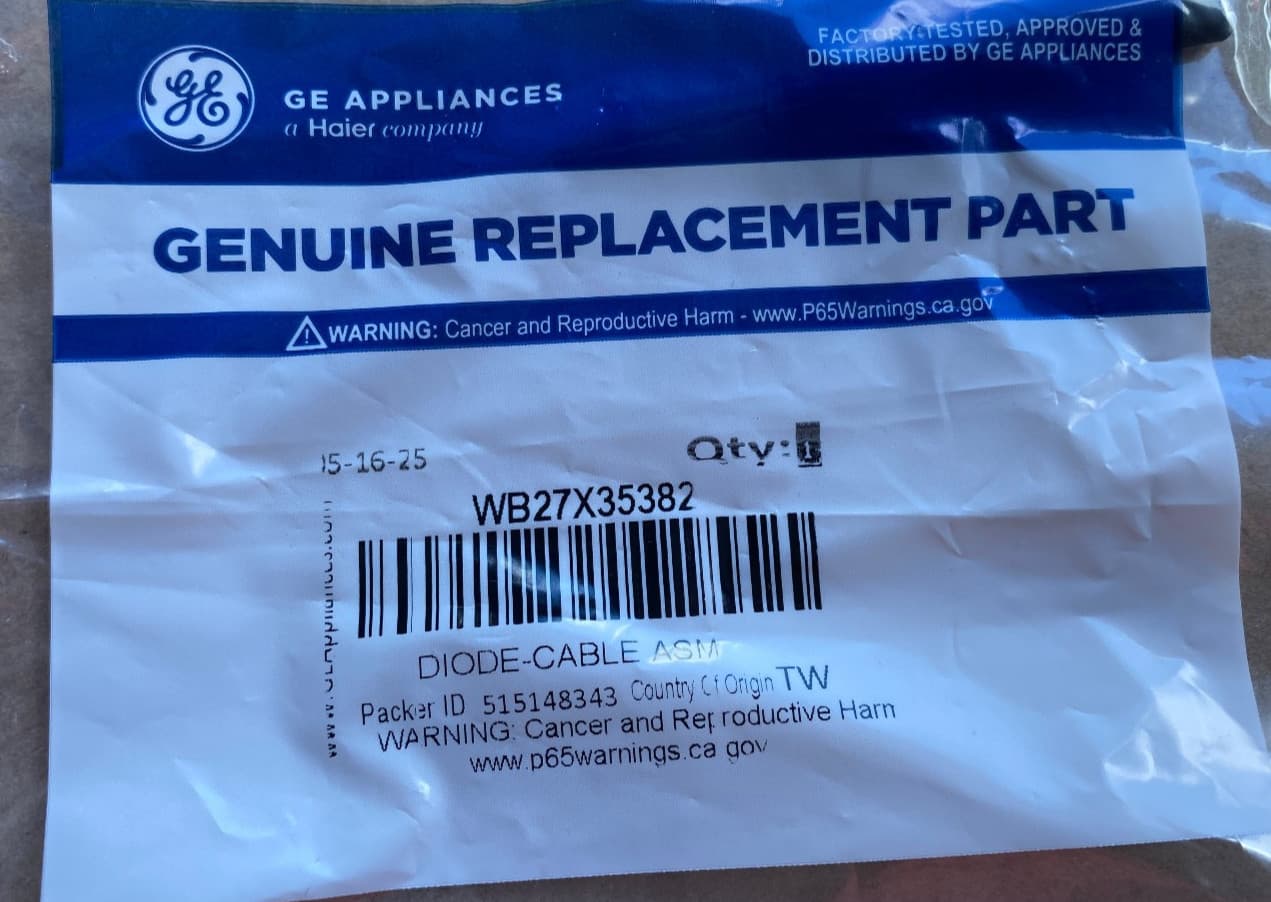 New Genuine OEM GE Microwave Diode Cable Assembly WB27X35382 — thumbnail 2