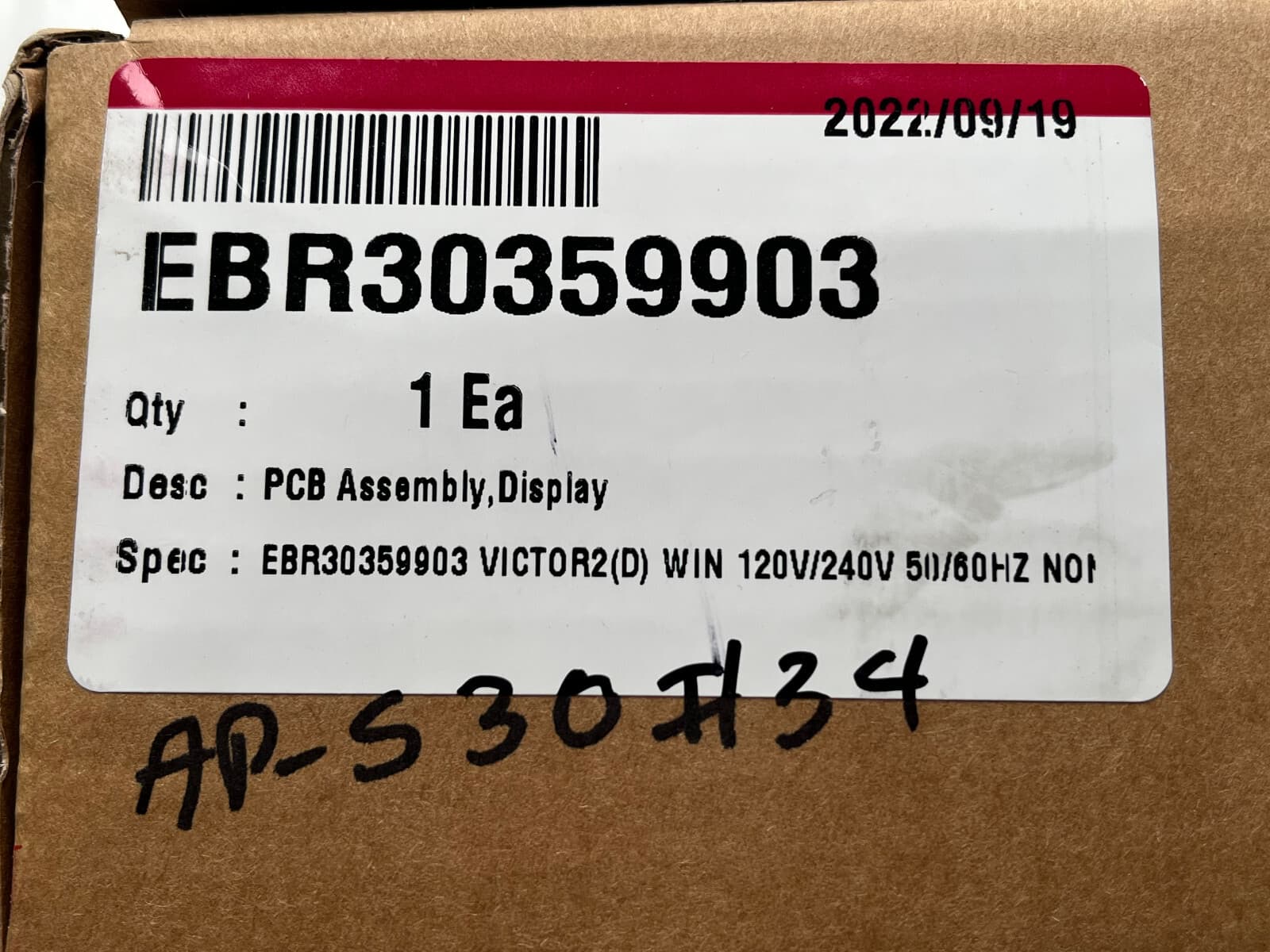 New Genuine OEM LG Dryer Display Control Board EBR30359903 — thumbnail 3