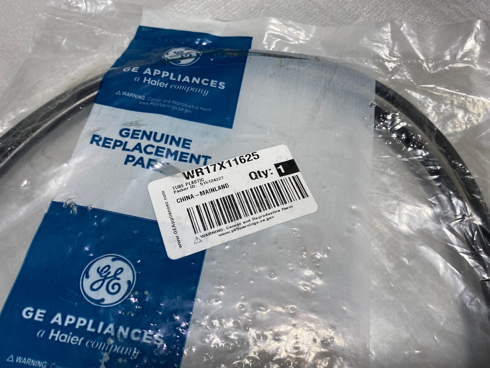 New Genuine OEM GE Refrigerator Plastic Tube 1/4" WR17X11625 — thumbnail 2