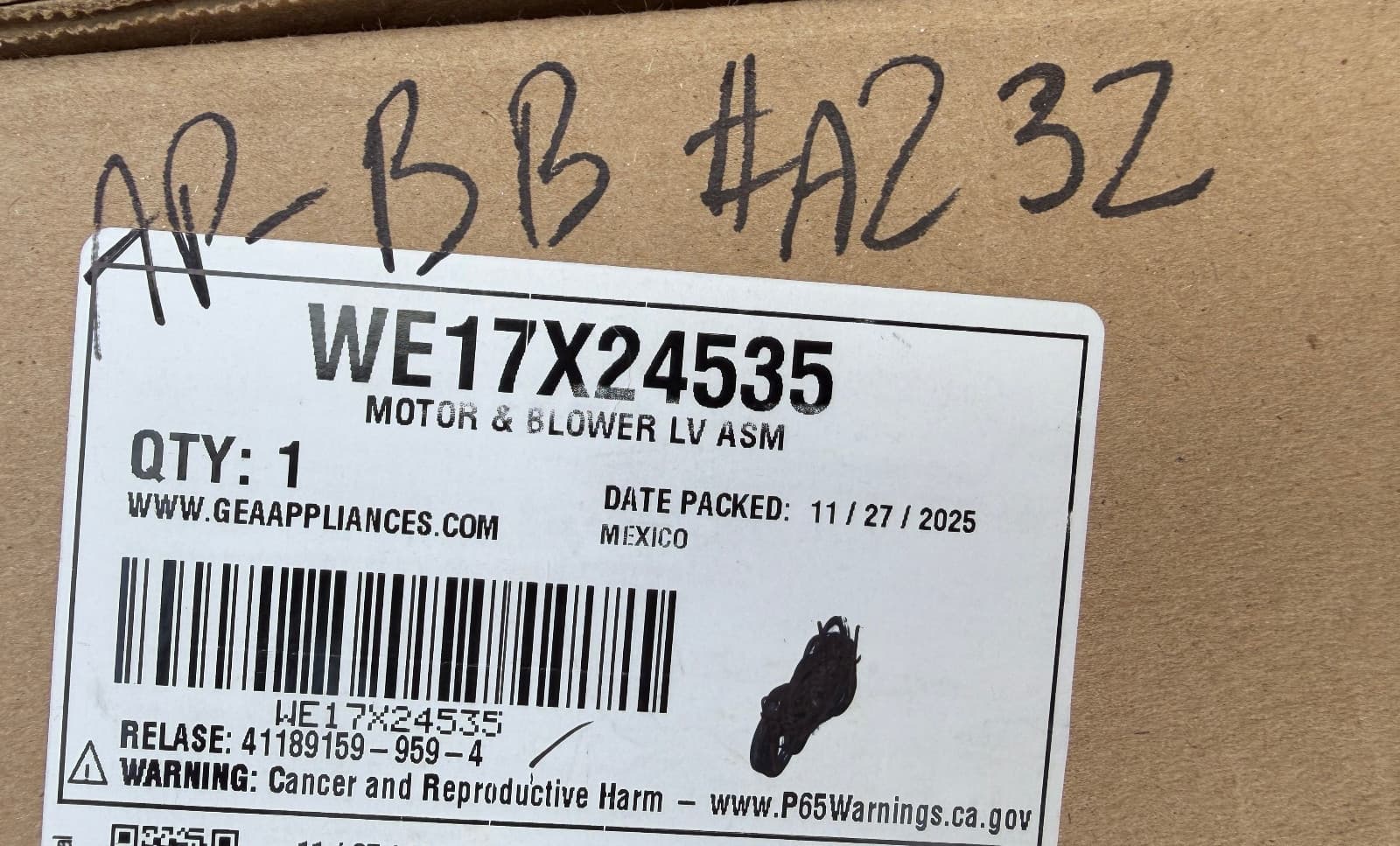 WE17X24535 OEM  GE Dryer Motor & Blower Assembly New Genuine — thumbnail 5
