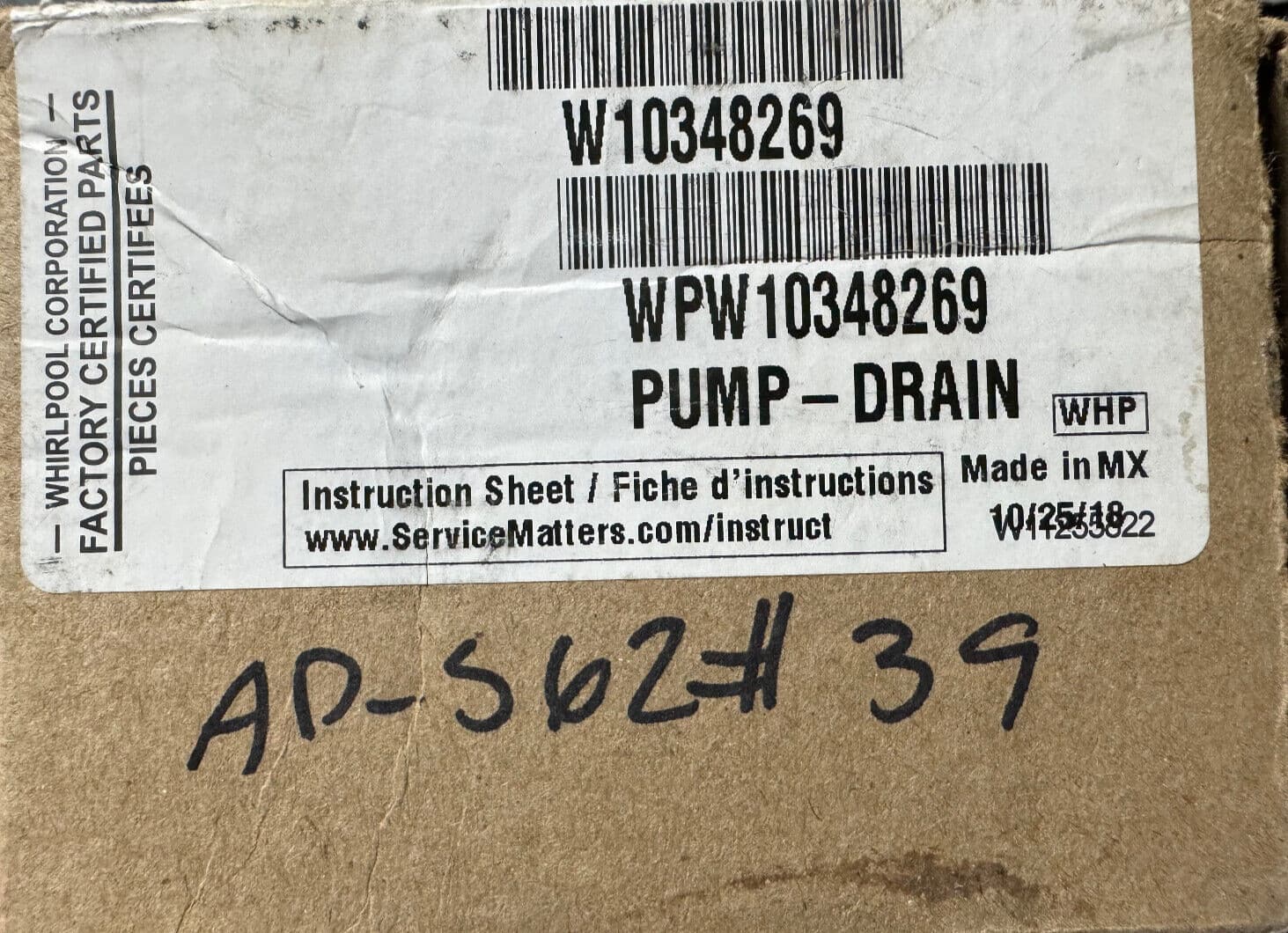 New Genuine  Whirlpool  Dishwasher Pump W10348269 — thumbnail 11