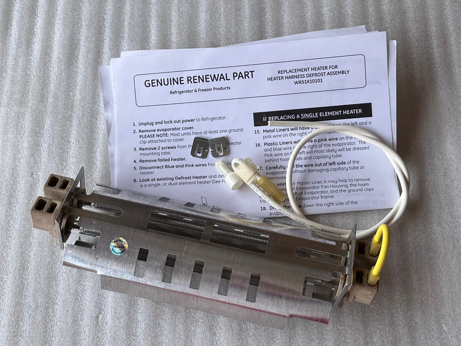 New Genuine GE Refrigerator Defrost Heater Kit WR51X10101 — thumbnail 4