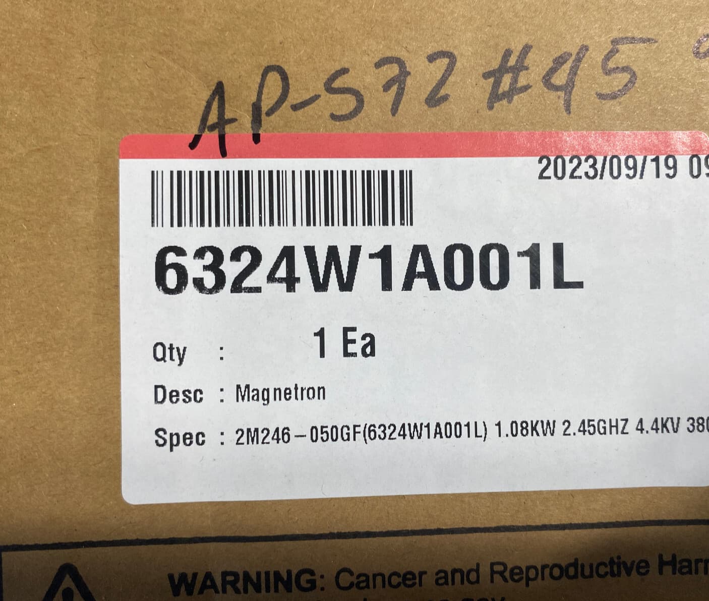 Genuine OEM LG Microwave Oven Magnetron 6324W1A001L — thumbnail 6