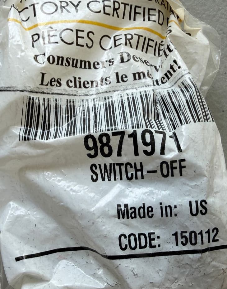 9871971 OEM Whirlpool Trash Compactor Rotary Start-Run Switch New Genuine — thumbnail 3
