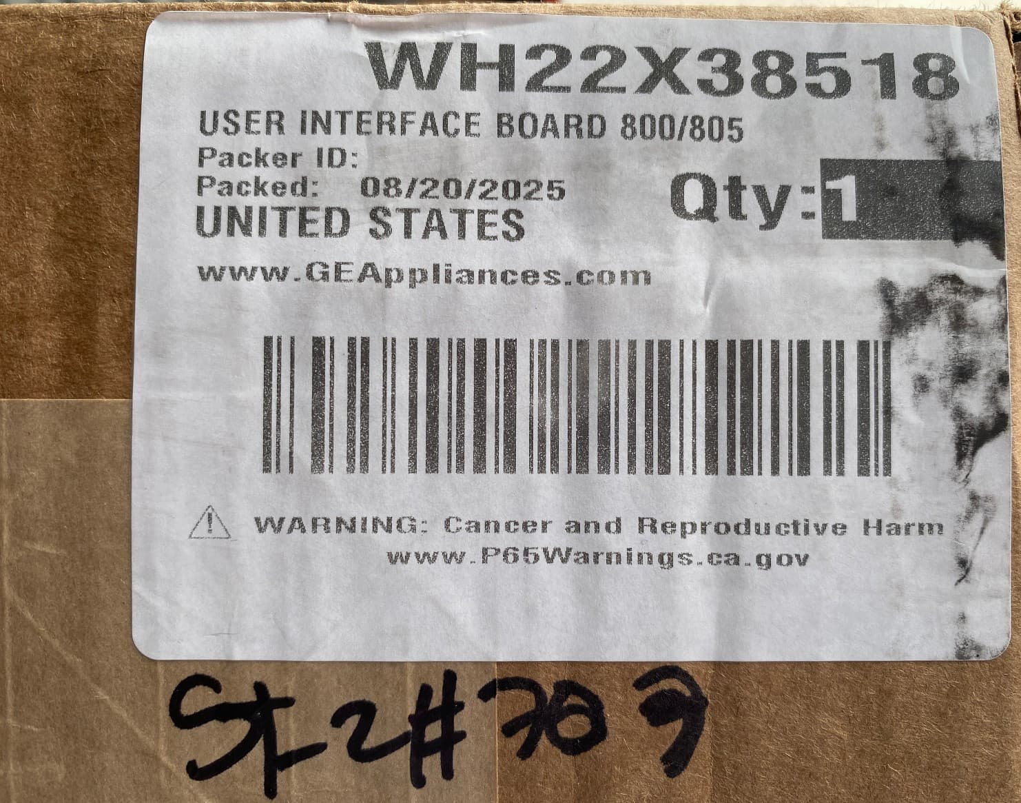 WH22X38518 OEM GE User Interface Board 800/805 PTW805BPW0RS  New Genuine — thumbnail 4