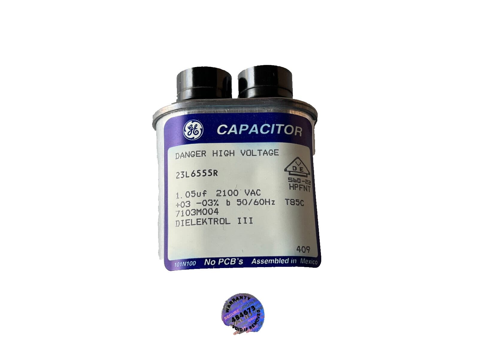 Genuine GE Microwave High-Voltage Capacitor 23L6555R — thumbnail 2