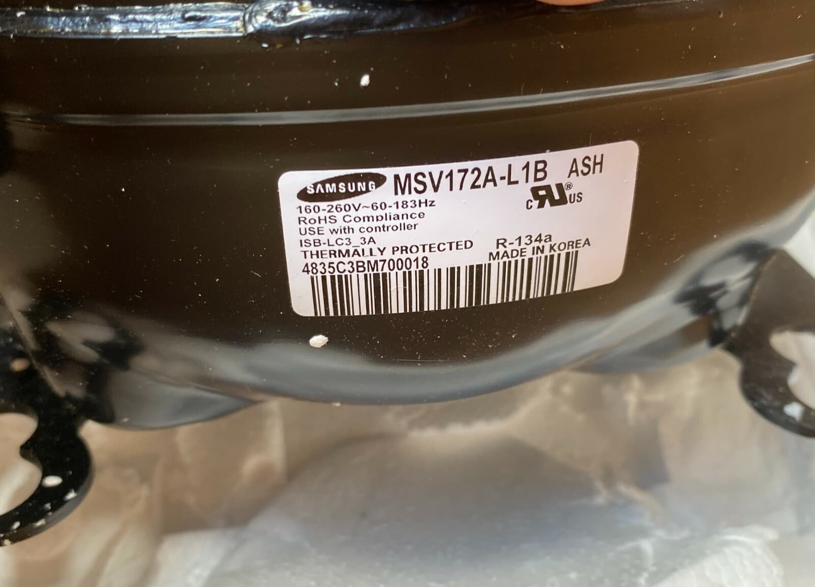 New Genuine Samsung CMP Comp Refrigerator  R-134A MSV172AL1B/ASH — thumbnail 2