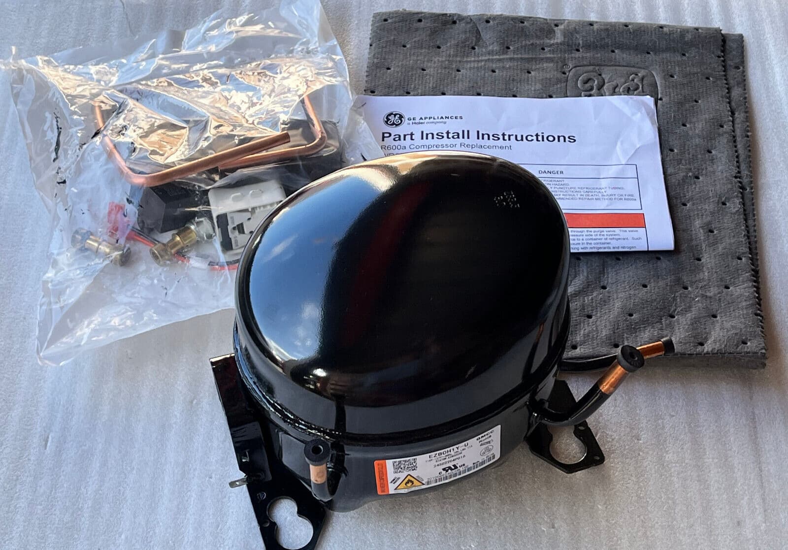 WR87X41607  OEM GE Refrigerator  Compressor Meizhi Kit  EZ80H1Y-U New Genuine — thumbnail 7