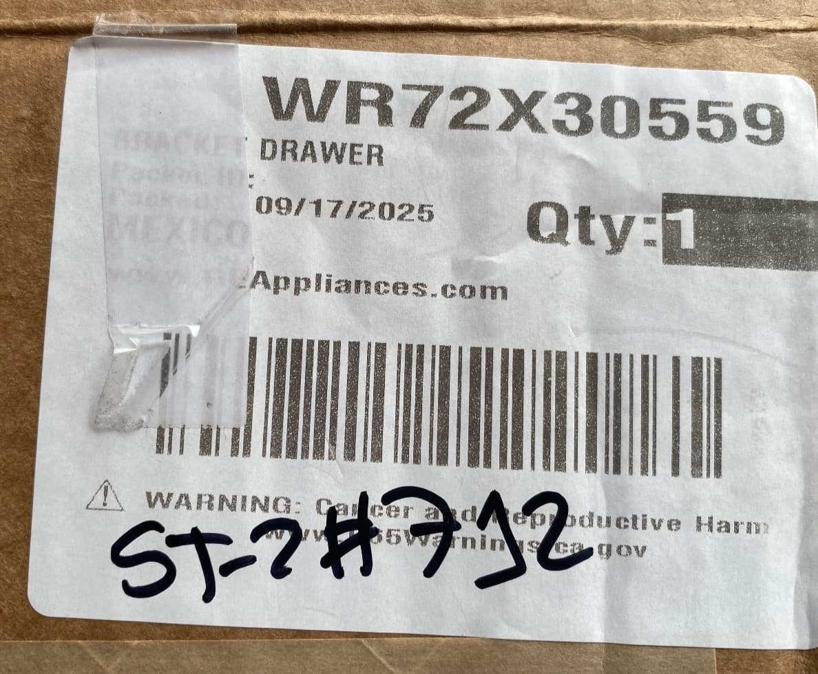 WR72X30559 OEM GE  Freezer Drawer Bracket New Genuine — thumbnail 2